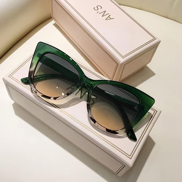 Yiran Sonnenbrille Cat-Eye, Damen, Vollrand, Kunststoff, grün - Bild 1