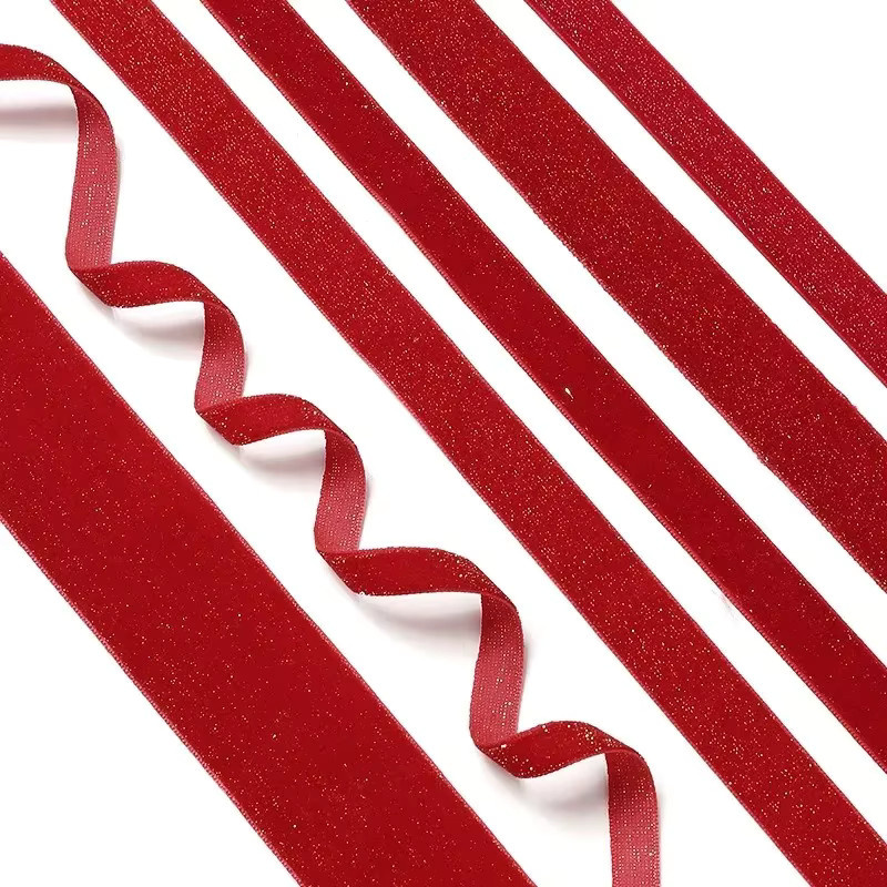 Rotes künstliches Satinband mit Draht für Weihnachtsdekoration, Geschenkverpackungen und Baumanhänger - Bild 4