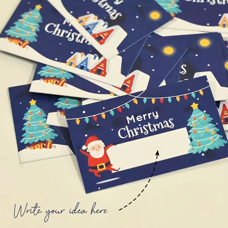 50-teiliges Weihnachts-Kratzkarten-Set mit Weihnachtsmann-Motiven in Mehrfarbig und Braun, selbstkratzende Urlaubs-Belohnungskarten und Geschenkanhänger aus Papier - Bild 5