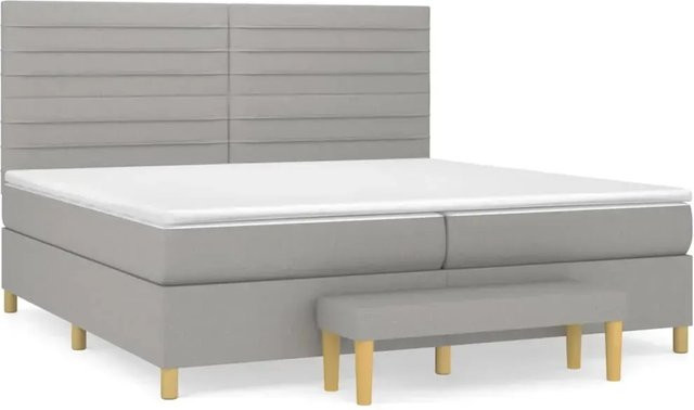 vidaXL Boxspringbett mit Matratze Hybrid-Design in Hellgrau B/T/H: 200 x 200 x 203 cm - Bild 1