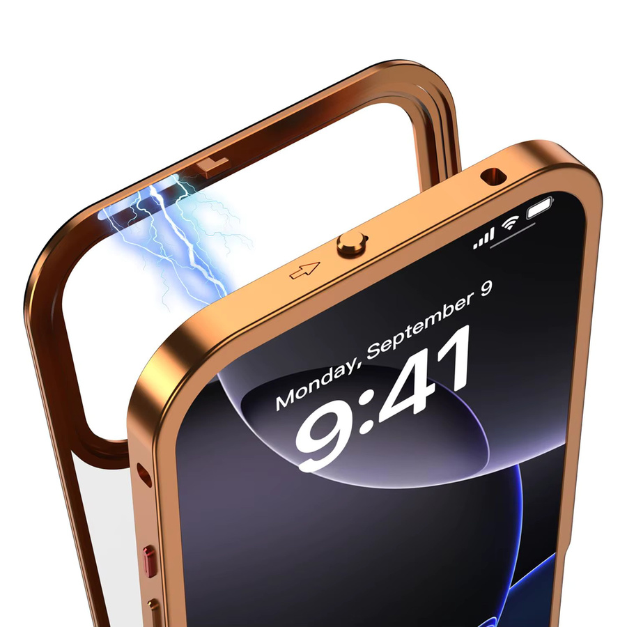 MagSafe iPhone Hülle aus Aluminiumlegierung mit abnehmbarem Metallrahmen und mattem Finish in Gold für iPhone 13 bis iPhone 17 Pro Max - Bild 2