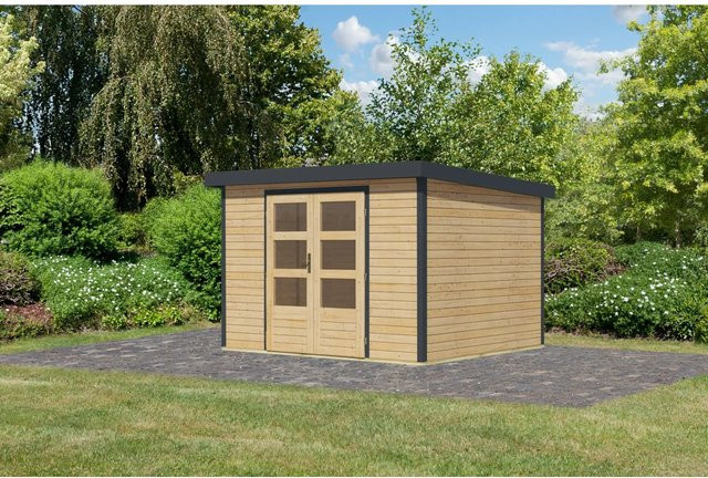 Karibu Gartenhaus Diego 5 A in Naturbelassen und Anthrazit mit B/T/H: 298 x 209 x 242 cm - Bild 1