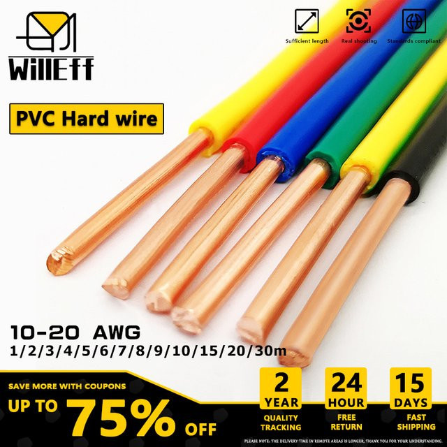 WILLEFF PVC-Vollkupferkabel Elektrische Leitungen 600V Einadriges Verlängerungskabel in Schwarz und Rot (10AWG bis 20AWG) - Bild 1