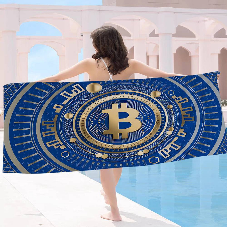Dalangpa Bitcoin Mikrofaser Strandtuch, weiß, B: 40 cm, H: 60 cm - Bild 4