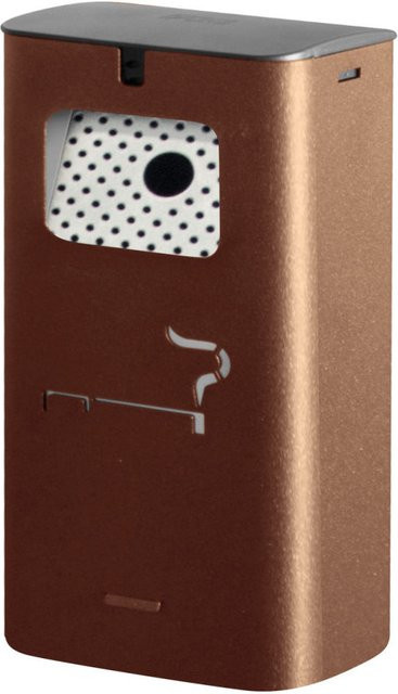 Stil Casa Wandaschenbecher aus lackiertem Stahl in Corten-Optik, braun, abschließbar, mit Innenbehälter, Wandmontage, H: 34 cm, B: 17,5 cm, T: 10,5 cm - Bild 1