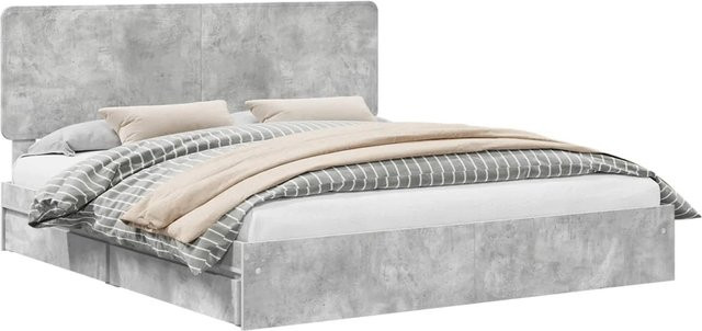 vidaXL Stauraumbett mit Schubladen in Betongrau, B/T/H: 200 x 200 x 100 cm - Bild 1