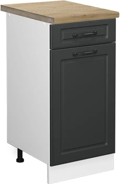 Vicco Küchenunterschrank R-Line Landhausstil in Anthrazit und Weiß mit Eichenoptik, B/T/H: 40 x 60 x 81,6 cm - Bild 1
