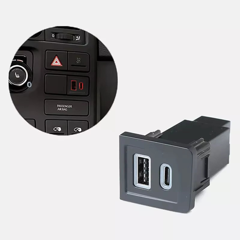 USB-C Auto Ladegerät mit PD Quick Charge und QC3.0 für VW Multivan T5 (2003-2015), Schwarz - Bild 5