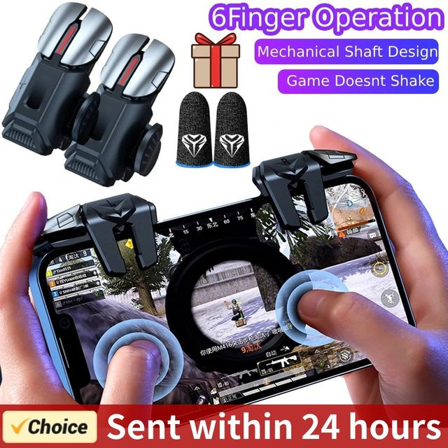 VAKIND G21 Handy Spiel Trigger Gamepad Joystick mit 6-Finger Steuerung L1 R1 Tasten für Android Smartphone Shooter Spiele in Schwarz - Bild 1