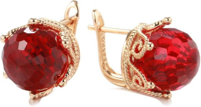 Hängeohrringe Rosegold, Blaue Zirkonia-Kugel, Damen - Bild 1