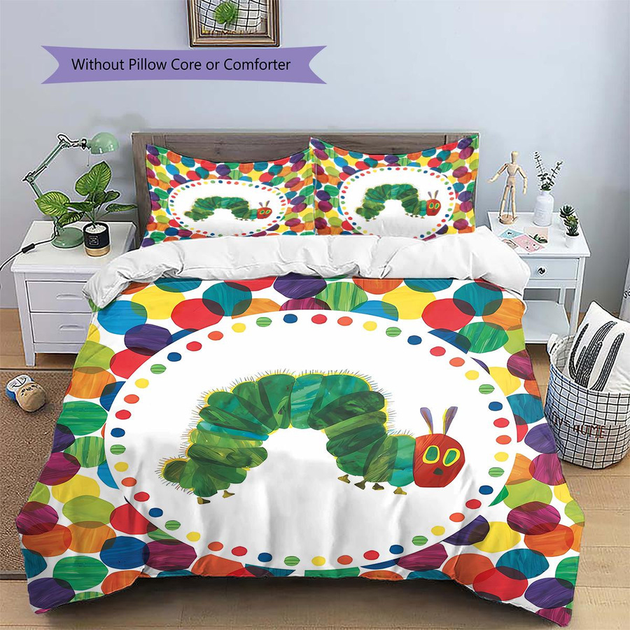 Bettwäsche Set mit Raupe Muster in Multicolor, bestehend aus 1 Bettbezug und 2 Kissenbezügen mit Reißverschluss, B/H: 200 x 220 cm - Bild 2