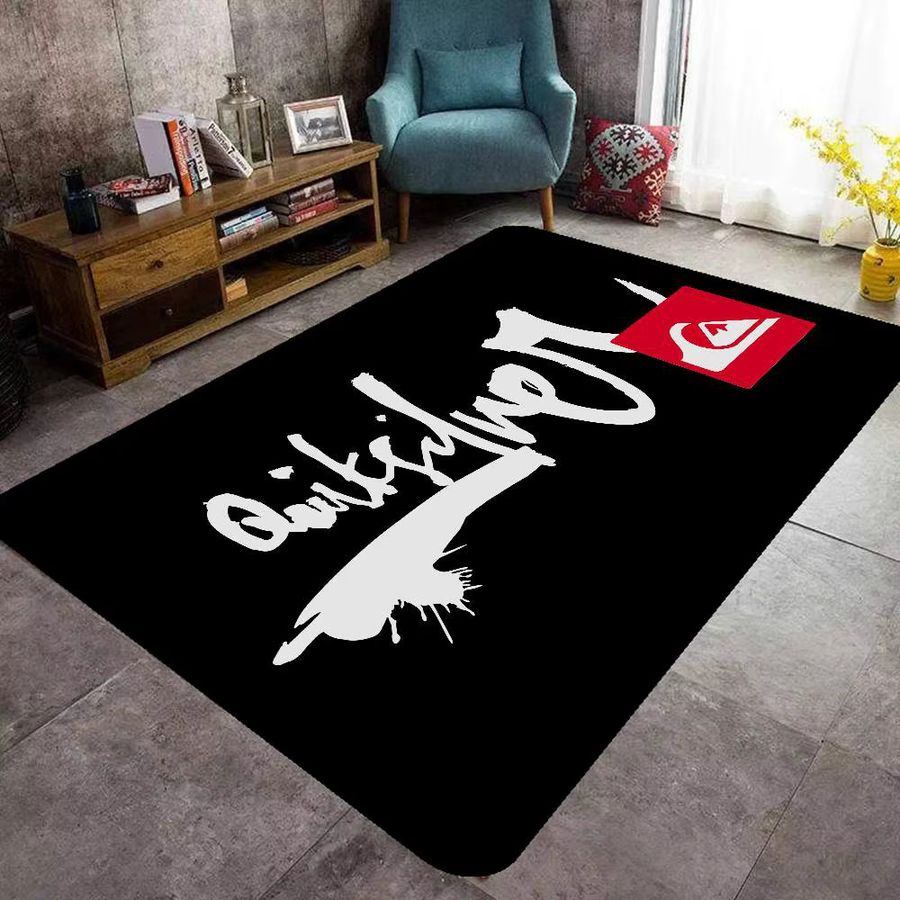 Q-QuiksilverS Logo Bodenteppich im nordischen Stil in Schwarz - Bild 6