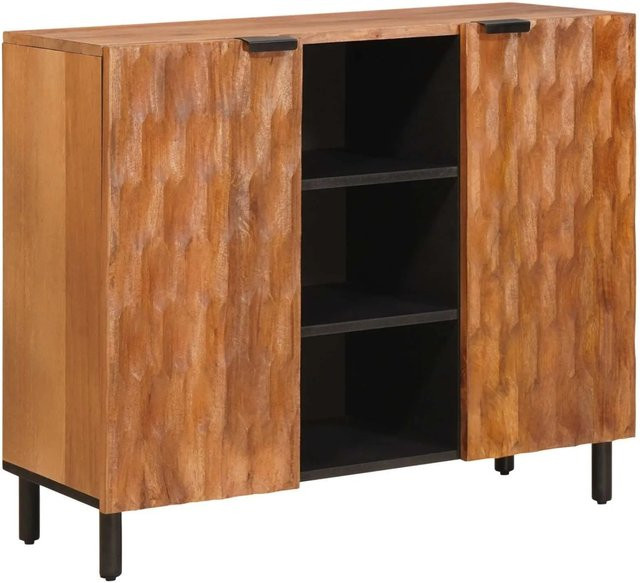 vidaXL Sideboard mit Regal aus Mango-Holz in Akazienbraun, B/T/H: 90 x 33 x 75 cm - Bild 1