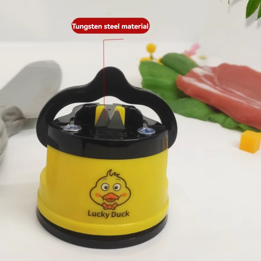 GUYI Messerwetzer Gelbe Ente Manueller Messer Schleifer aus Wolframstahl mit Anti-Rutsch-Saugnapf - Bild 2