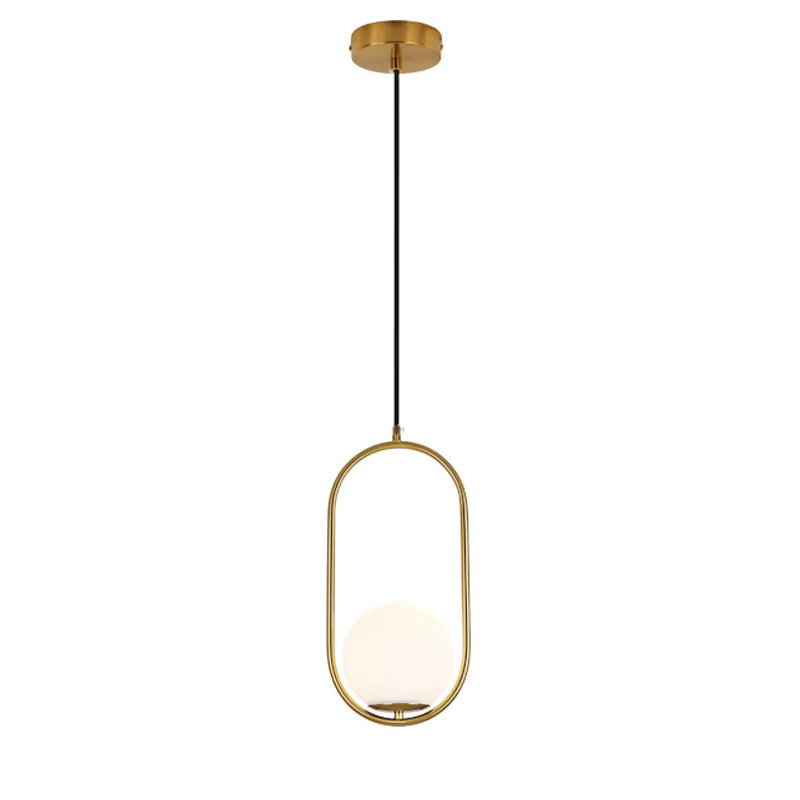 Ramalho Nordic Designer Pendelleuchte mit weißem Milchglas-Globus in Gold/Messing für Wohnzimmer und Esszimmer - Bild 4