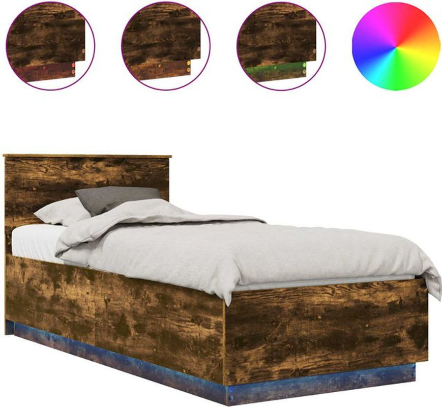 Bettrahmen vidaXL aus Holzwerkstoff in Geräuchert Eiche, Braun, B: 100 cm, L: 200 cm - Bild 1