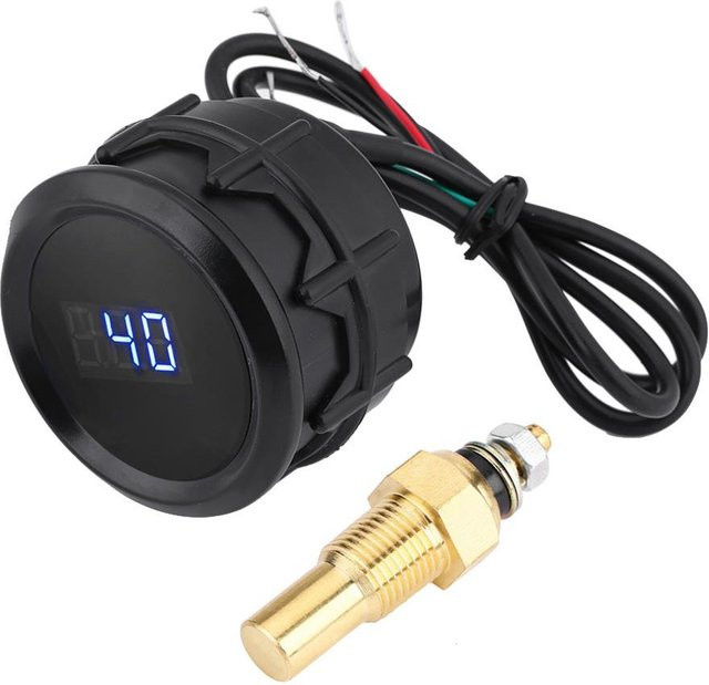 TOMTOP JMS Digitales Auto Wassertemperatur Messgerät mit blauem LED-Display und Temperatursensor, Schwarz - Bild 1