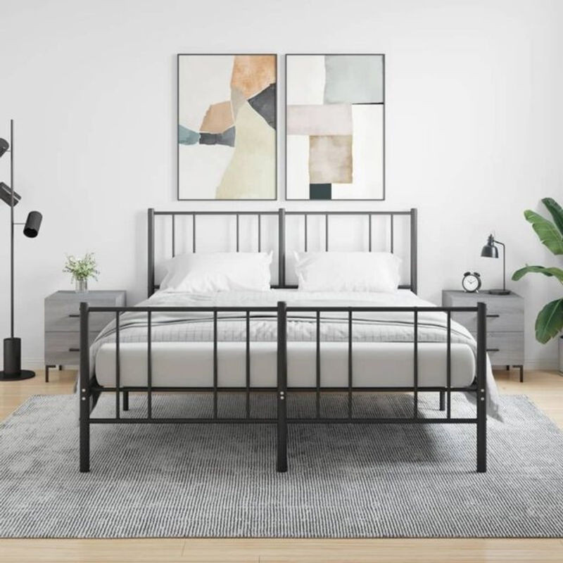 Vidaxl Nachttische 2er Set Modern in Grau aus Holzwerkstoff und Metall, B/T/H: 40 x 35 x 47,5 cm - Bild 1