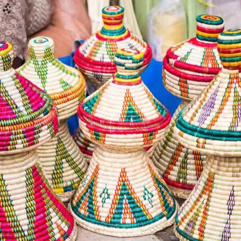 Seetangkorb mit Deckel in Multicolour als Handorganizer und Aufbewahrungsbox aus offen gewebtem Material - Bild 2