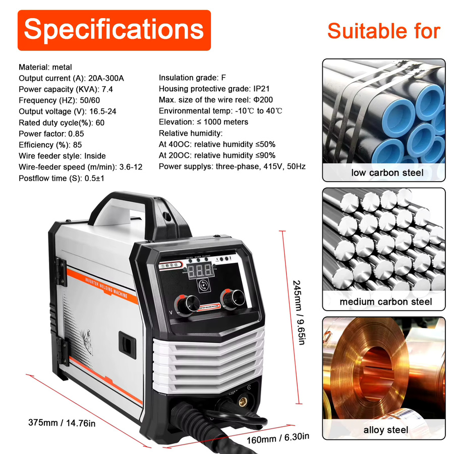 OWJHE Multifunktionales Vier-in-Eins Inverter-Schweißgerät 160C für MIG, MMA, MAG und TIG - Bild 3