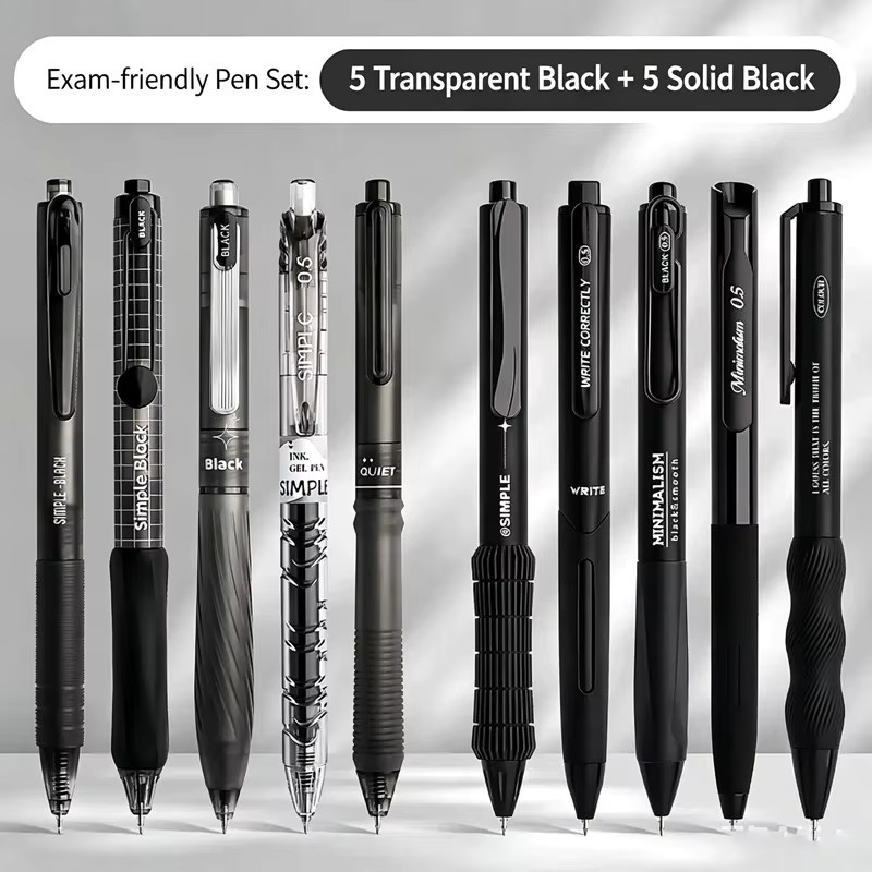 Hopk Kugelschreiber-Set mit schwarzer Gel-Tinte, 0,5 mm, transparentes Design, 5 oder 10 Stück - Bild 2