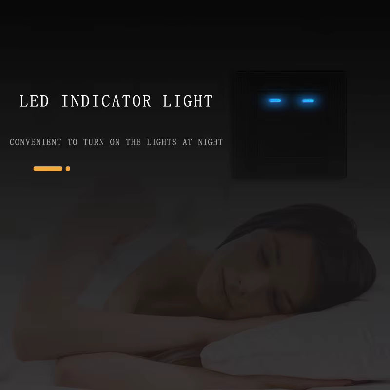 NYWP Luxus Kristallglas-Panel 1-fach 2-Wege-Lichtschalter Ein/Aus Wandschalter mit LED-Anzeige in Grau - Bild 3