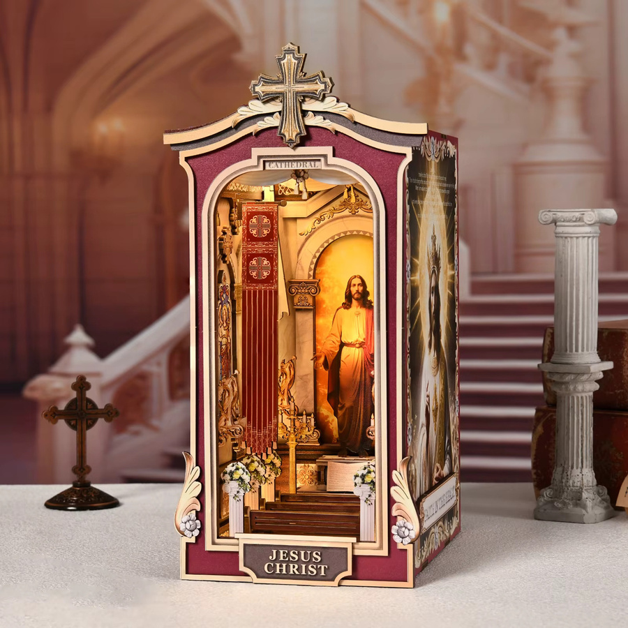 ASLOWSNAIL Buch Nook Kit Kathedrale, 3D Puzzle, Holz, Klassische Szene - Bild 4