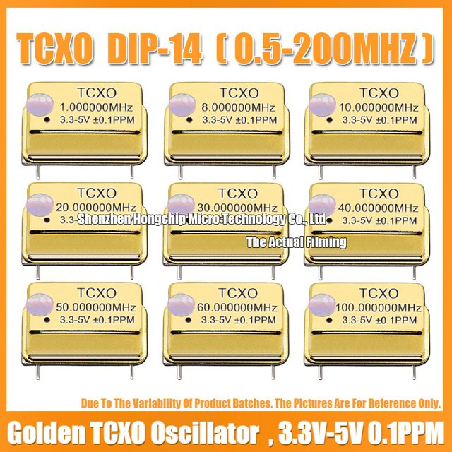 Vergoldeter temperaturkompensierter Quarzoszillator TCXO DIP-14 1M in Gold - Bild 1