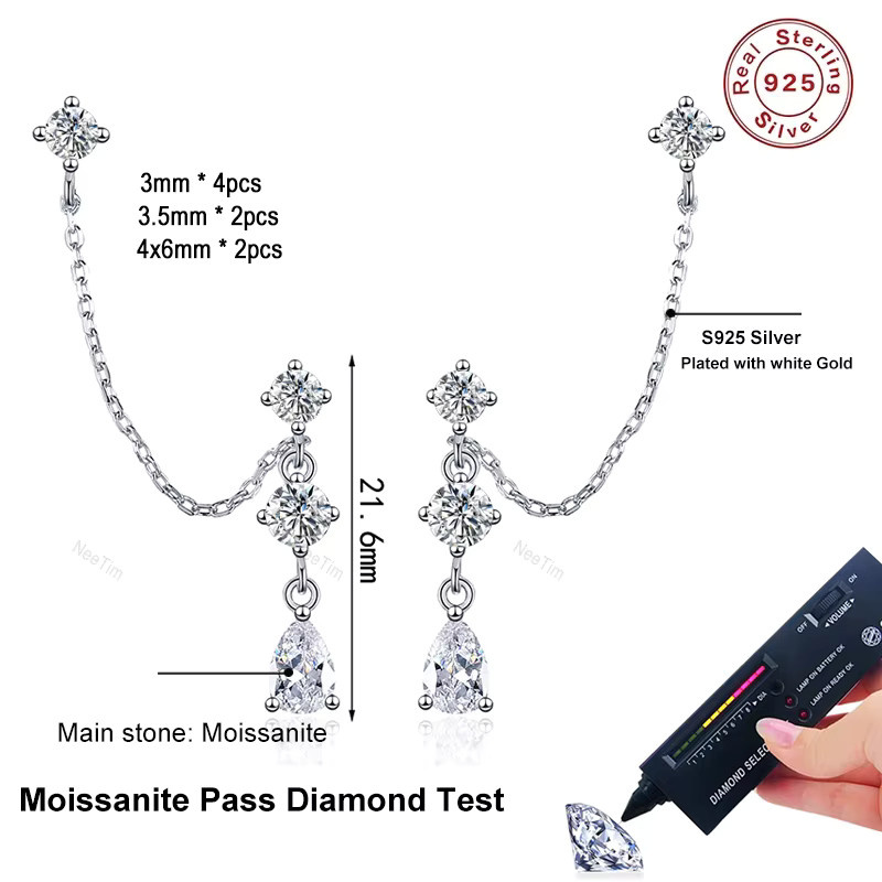 NeeTim Ohrstecker, 925 Silber, Moissanit, Damen - Bild 2