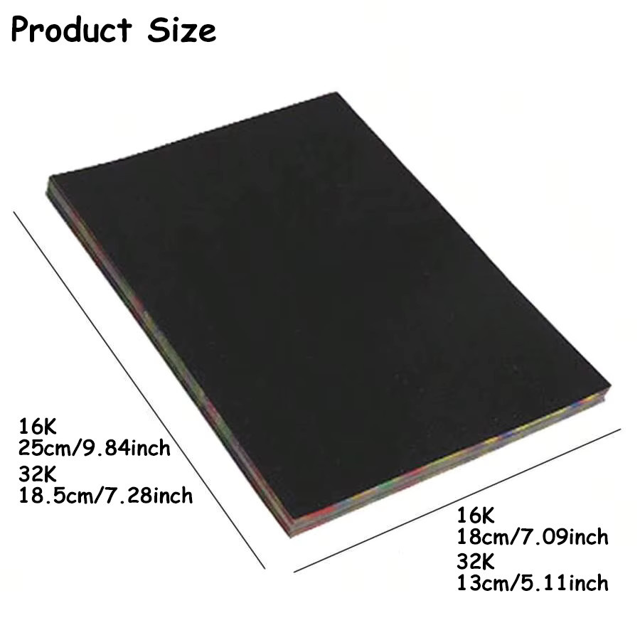 40 Stück Schwarzes Kratzpapier Set mit Bambusstäbchen für kreative DIY Kunstmalerei in Bunt und Schwarz - Bild 3