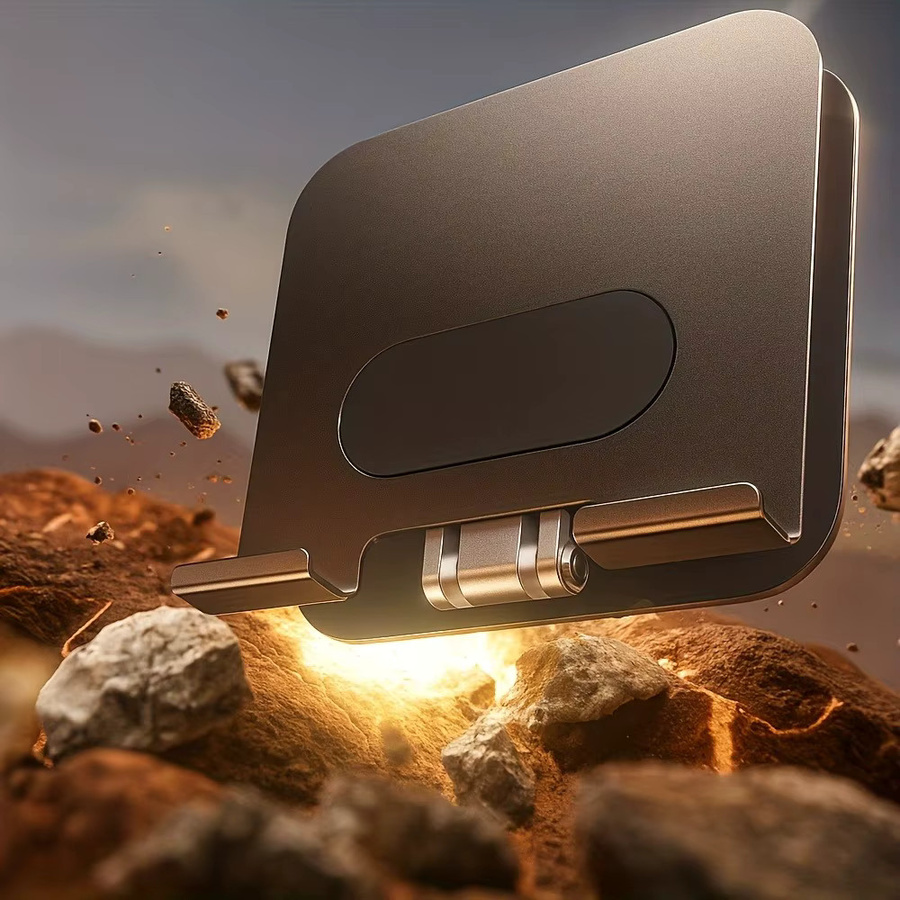 Faltbarer Tablet-Halter mit drehbarer Basis aus Metall in Schwarz für iPad, Samsung und Smartphones - Bild 6