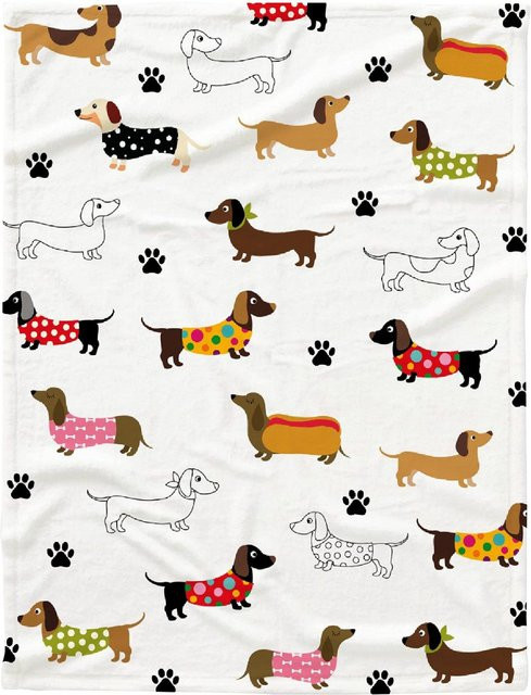 Ultraweiche Flanelldecke mit Dackel-Print von JMG Household Supplies, Mehrfarbig, B/T: 100 x 130 cm - Bild 1