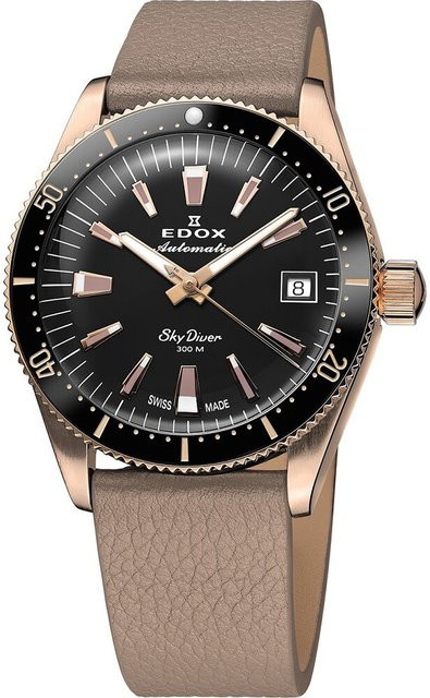 Edox Skydiver Automatik, Edelstahl, 38 mm, Damen, Schwarz, 30 ATM - Bild 1