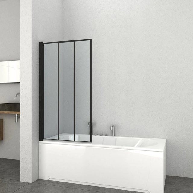 Sanotechnik Badewannentrennwand Elite Black aus Sicherheitsglas in Transparent und Schwarz, B: 79 cm, H: 140 cm - Bild 1