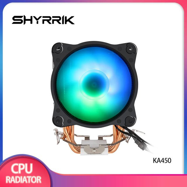 Shyrrik CPU-Kühler mit 130W TDP, 4 Heatpipes und 4-Pin PWM, PC-Tower-Radiator für Intel LGA 1700 2011 1200 1150 1151 X79 X99 E5 und AMD AM3 AM4, Schwarz/Mehrfarbig - Bild 1
