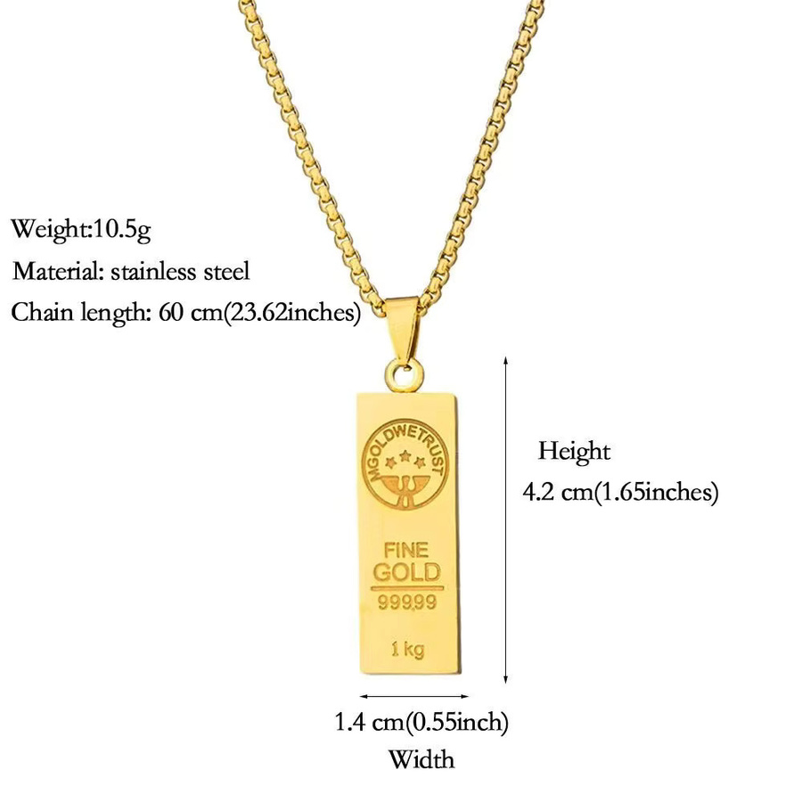 CYTUPR Halskette Edelstahl, Gold, Streifenanhänger, Unisex - Bild 3