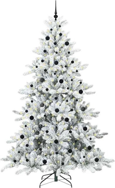 vidaXL Künstlicher Weihnachtsbaum mit 300 warmweißen LEDs, klappbar, Höhe: 240 cm, Farbe: Schwarz/Weiß - Bild 1