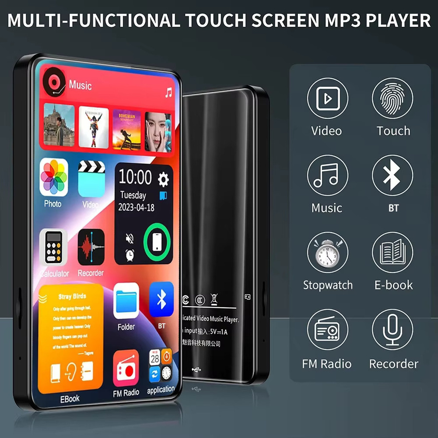 occkic MP3 MP4 Player mit 4,0 Zoll Full Touch Bildschirm, Bluetooth 5.2, 16 GB Speicher, Lautsprecher und FM-Radio in Schwarz - Bild 3