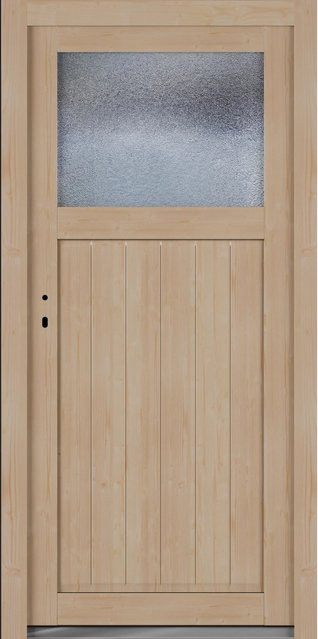 Roro Nebeneingangstür OHE 1002 Fichte mit Glaseinsatz, Farbe Braun/Beige, B: 98 cm, H: 198 cm, DIN Links - Bild 1