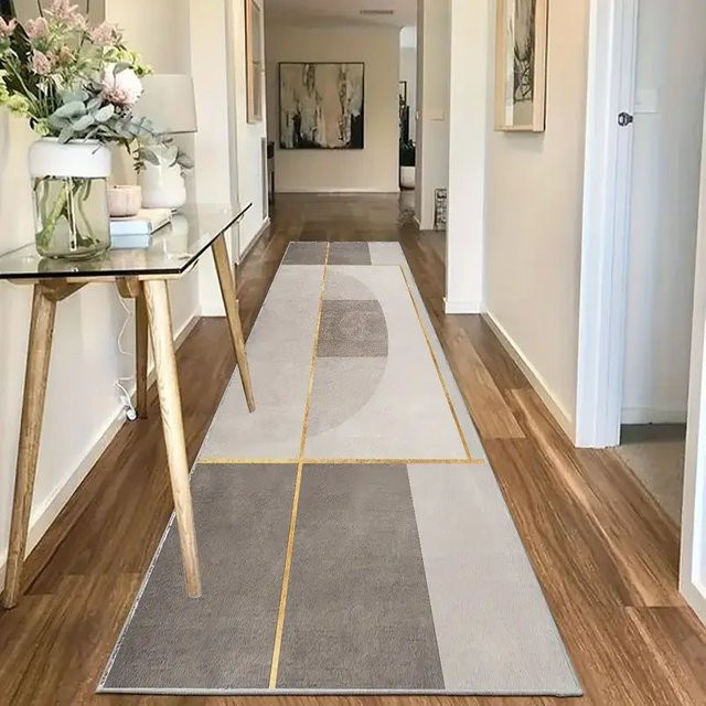 VIKAMA SXB Moderner langer Teppich in Grau für Flur, Küche und Wohnzimmer - Bild 1