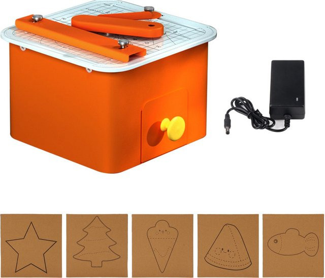 Elektrischer Kartonschneider von aimo als sicheres Bastelschneidewerkzeug und Papierschneidemaschine in Orange - Bild 1