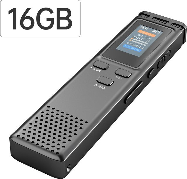 Honor Electronics Digitaler Sprachrekorder mit 16 GB Speicher, sprachaktivierter Audioaufnahme und Rauschunterdrückung, Schwarz - Bild 1