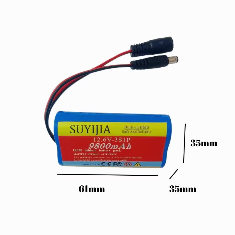 SUYIJIA Lithium-Ionen-Akku 9800 mAh 12,6 V/11,1 V mit Ladegerät, blau, 3s1p 18650 Akku-Pack für CCTV, Kameras und Faszienpistolen - Bild 2
