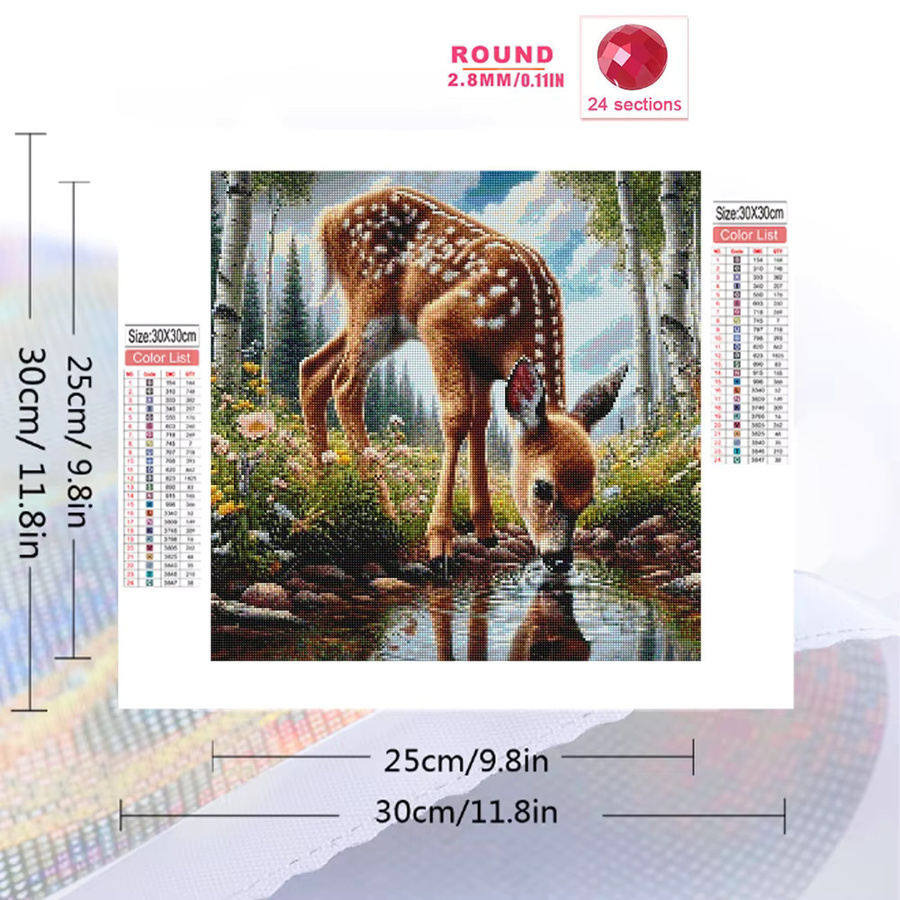 EverShine Hirsch-Diamant-Stickerei DIY-Mosaik-Set mit runden Steinen in Multicolour, B/H: 20 x 20 cm - Bild 2