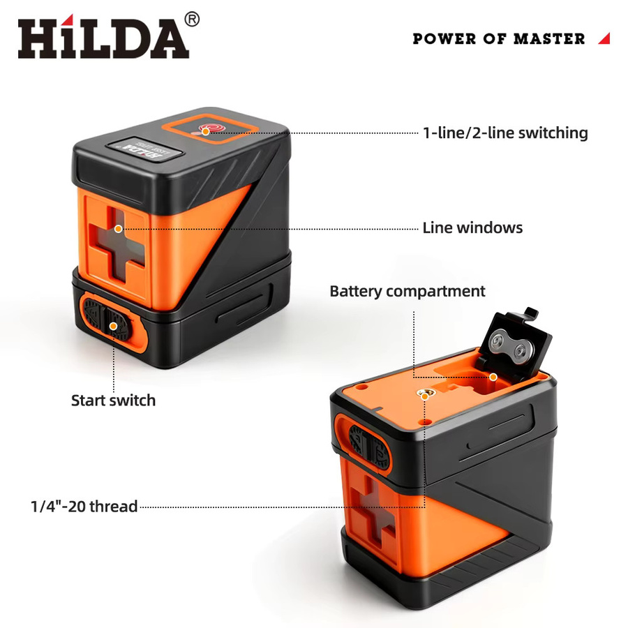 HILDA Mini Grüner Laser-Nivellierer Tragbarer Kompakter Selbstnivellierender Kreuzlinienlaser für DIY-Baumessungen - Bild 4