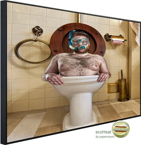papermoon EcoHeat Infrarotheizung Mann in Toilette mit Matt-Effekt in Bunt, App-Steuerung und Überhitzungsschutz - Bild 1