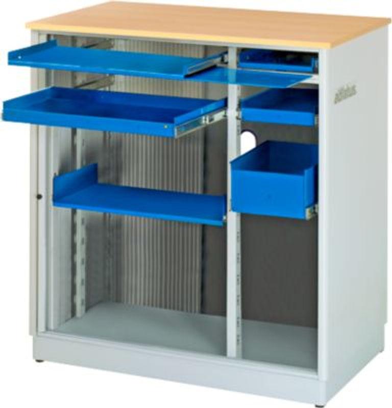 RAU Computer-Station stationär mit Rollladen, B/T/H: 103 x 66 x 110 cm - Bild 2