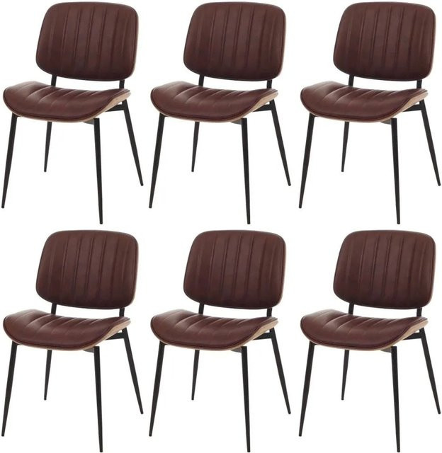 6er-Set MCW Esszimmerstühle O44 aus Bugholz und Kunstleder in Vintage Braun - Bild 2