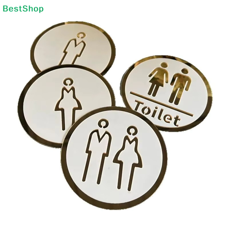 PlumHOME 3D-Toilettenschild aus Acryl in Weiß, selbstklebender Wandaufkleber für moderne Dekoration in Büro, Hotel oder Café - Bild 3