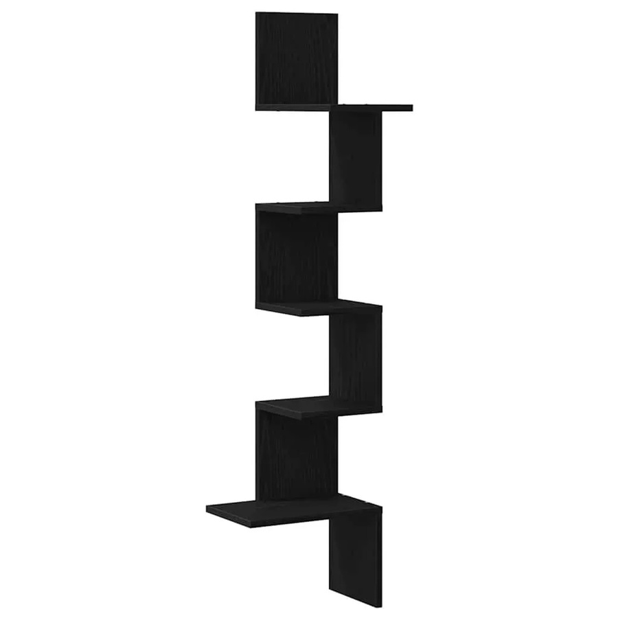 vidaXL Wand-Eckregal Schwarz aus Holzwerkstoff B/T: 32 x 32 cm, Höhe: 127,5 cm - Bild 2